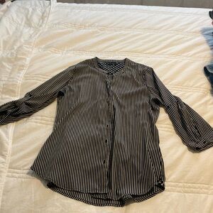Black and white striped blouse